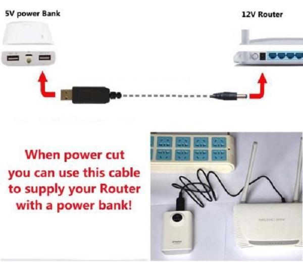 Cáp chuyển đổi nguồn USB 5V 12V - Dùng cho wifi Router