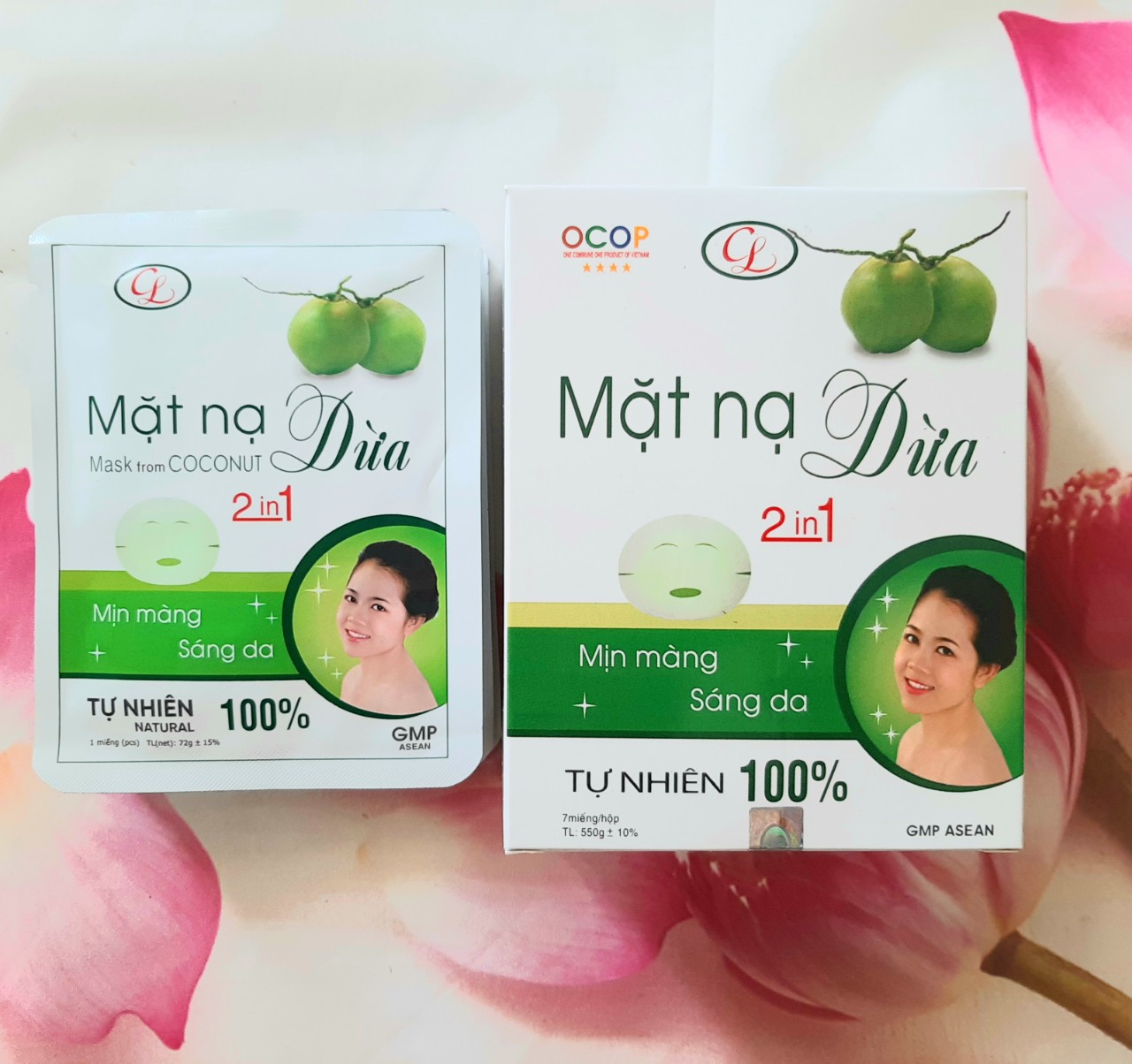 Mặt nạ dừa 2in1 cấp ẩm Cửu Long hộp 7 miếng