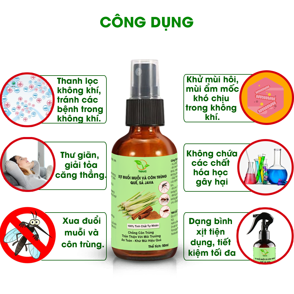 COMBO 3 chai xịt thơm phòng thư giãn, đuổi côn trùng( Trầm Hương 50ml + Hoa Cam 50ml+ Xịt Muỗi 50ml)