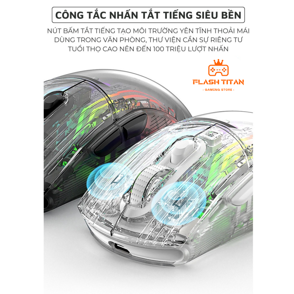Chuột gaming dành cho máy tính X2 Pro - Thiết kế trong suốt độc lạ kèm nhiều chế độ đèn led RGB - Có phiên bản không dây