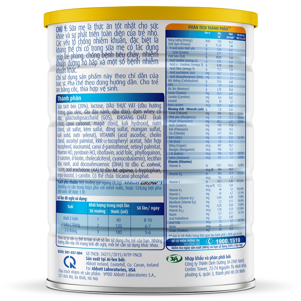 Sữa bột Abbott Grow 1 400g