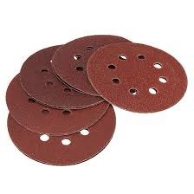5 tờ giấy nhám tròn , giấy giáp tự dính, giấy ráp tròn lỗ có lông đường kính 180mm