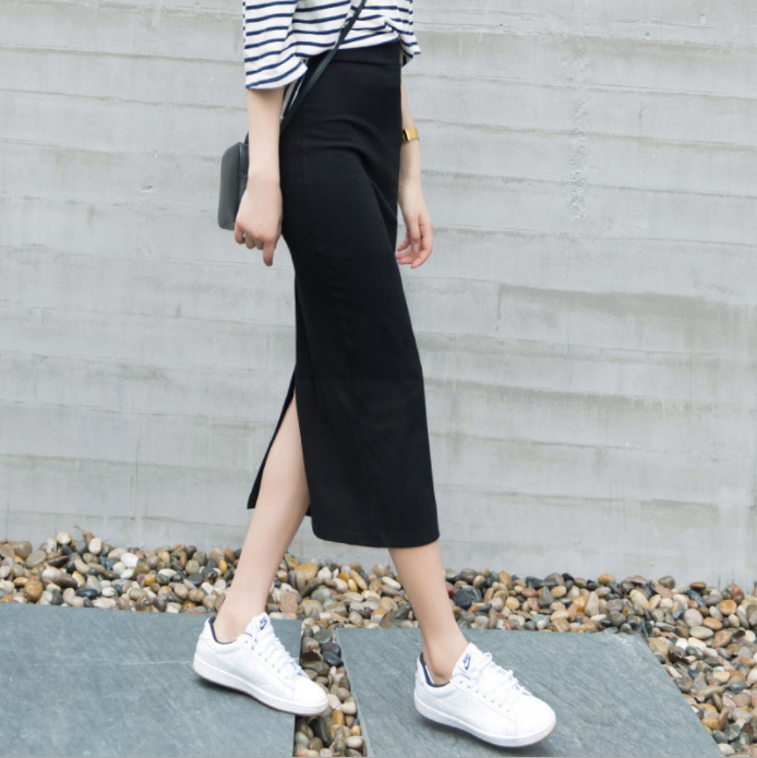 Chân váy len dáng dài Quảng Châu xẻ sau co giãn CV13