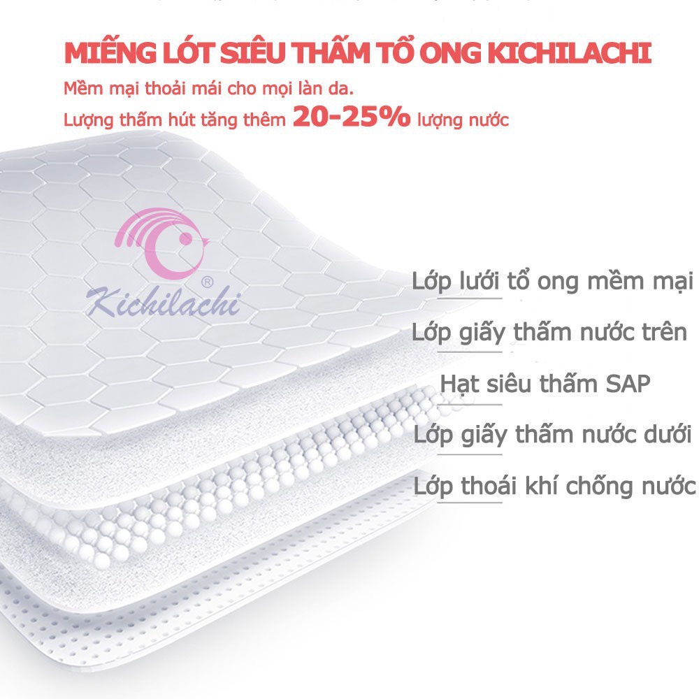 Lót thấm sữa KICHI LA CHI bịch 108/118 miếng loại 3D