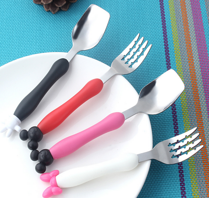 Set Thìa Dĩa Ăn Dặm Inox Hình Mickey Cho Bé