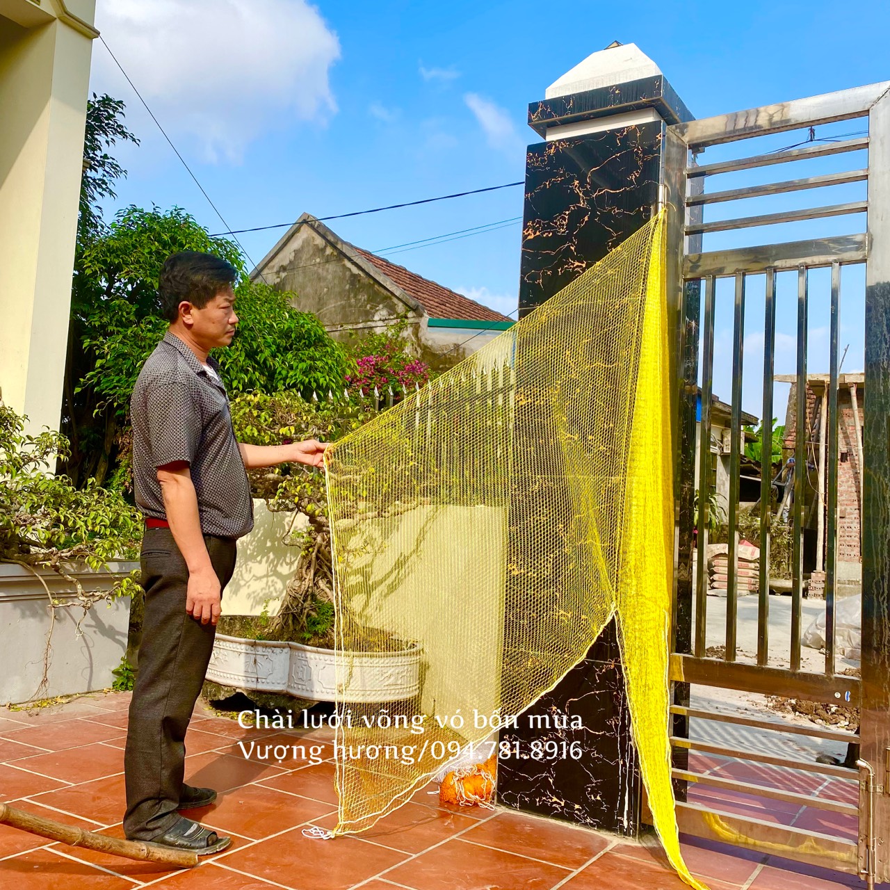 Vó bắt cá lưới đánh kéo cá to cạnh 2m6x2m6