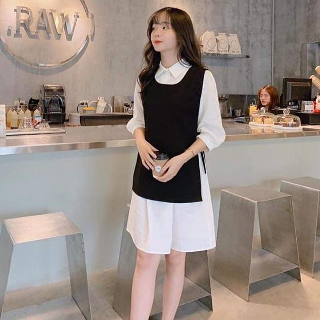 Sét Đầm Sơ Mi Và Áo Len Siêu Xinh