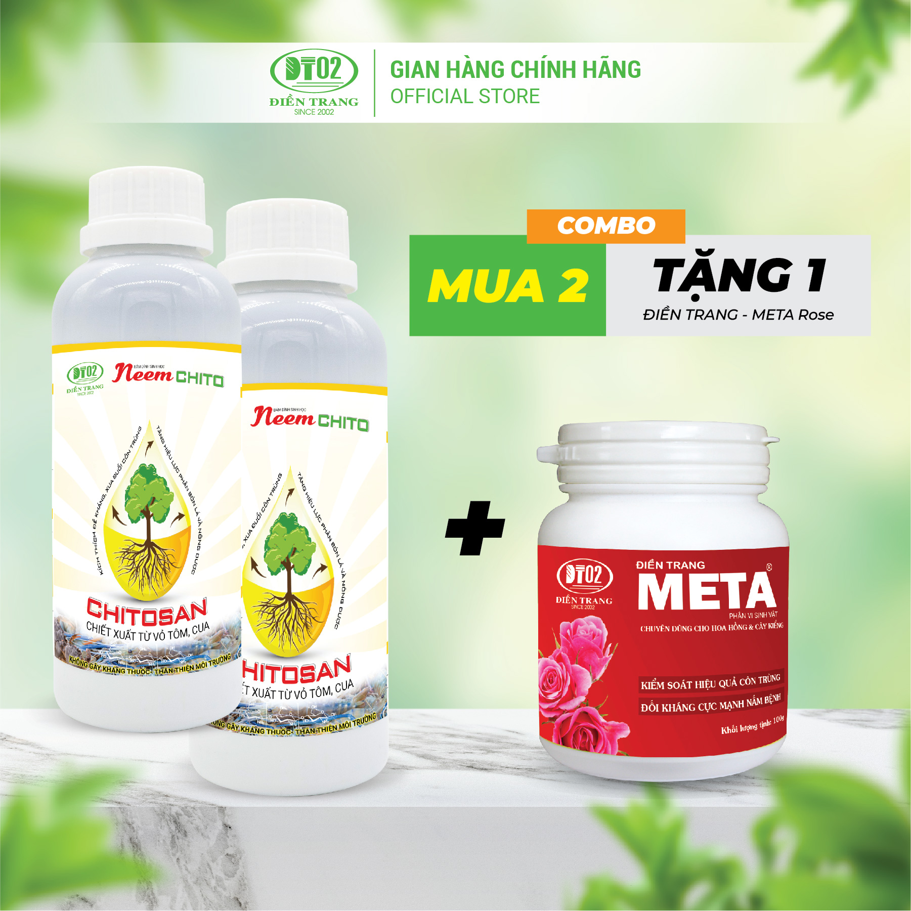 Combo 2 neem chito 500ml tặng 1 hủ Meta rose chuyên dùng cho hoa và kiểng