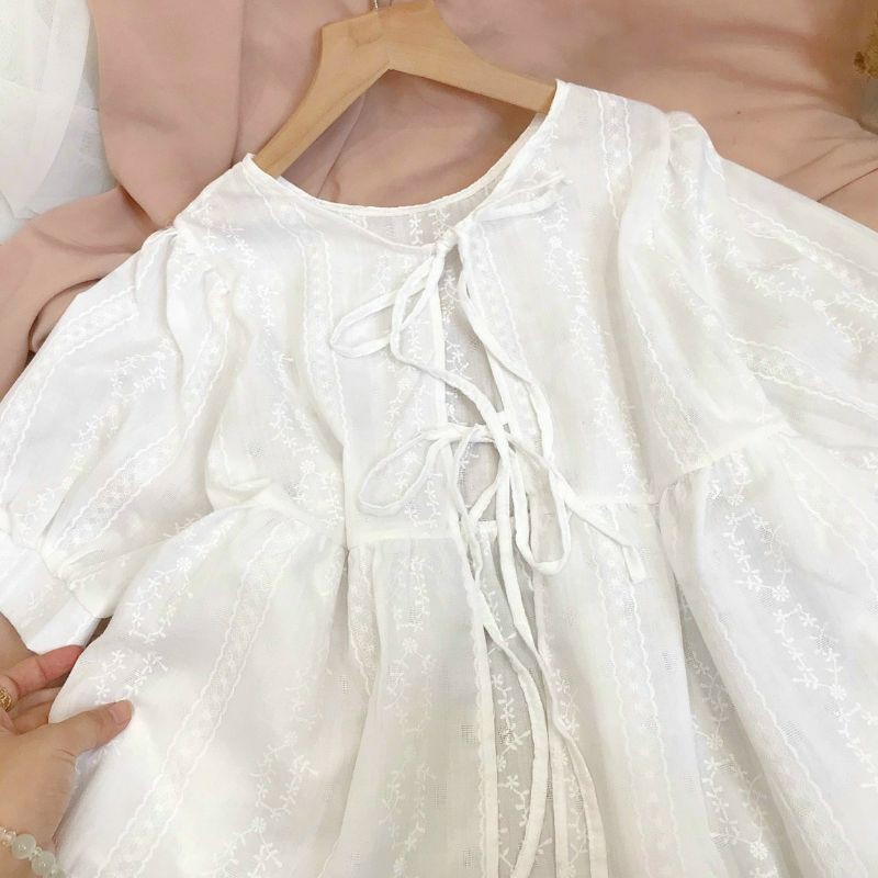 set áo baby doll nơ xinh