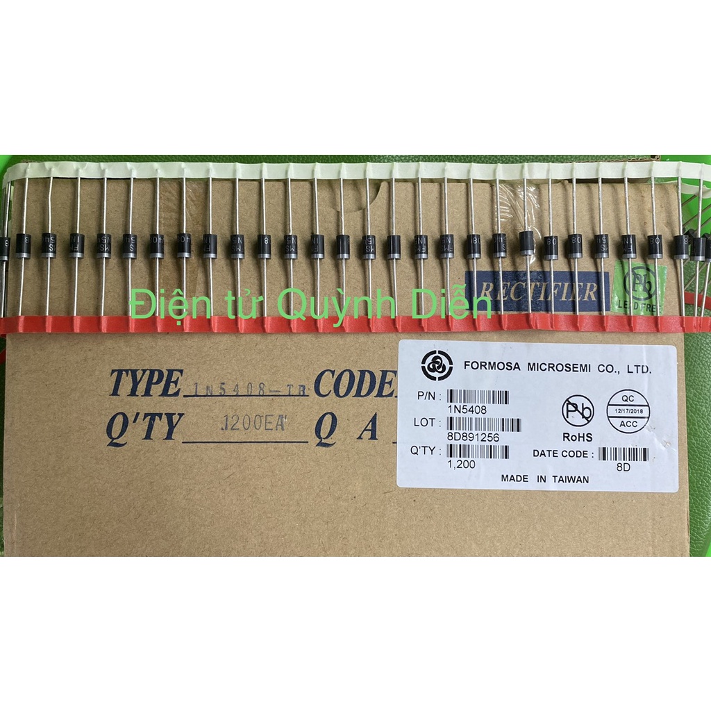 Combo 50 diode 1n5408 - diot chỉnh lưu 3ampe 1000v - linh kiện điện tử quỳnh diễn