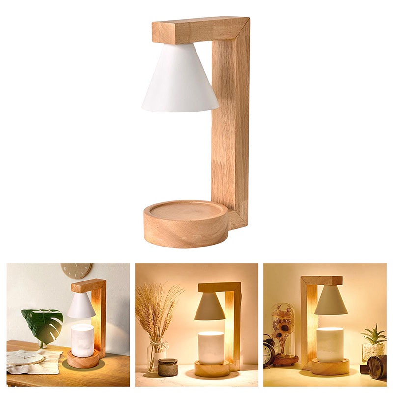 Đèn đốt nến thơm chuyên dụng phong cách Nhật Bản đế gỗ chắc chắn