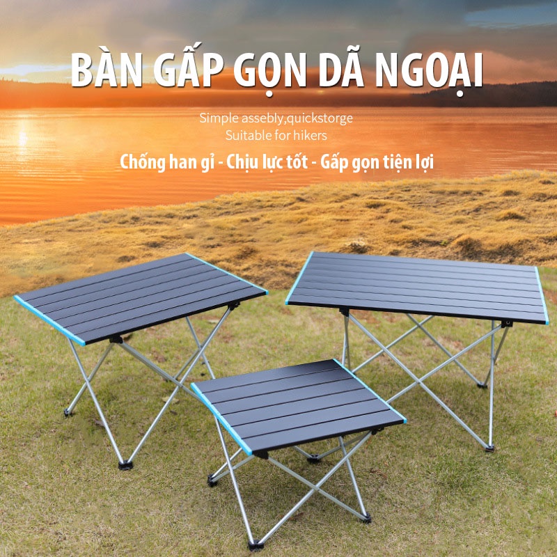 Bàn Xếp Gấp Gọn Dã Ngoại Cắm Trại Hợp Kim Nhôm Size M, L, XL Phượt , Du Lịch, Cafe Độ Bền Cao Camping - Ghế Câu Cá Thương Hiệu Tmoutain - DCP3