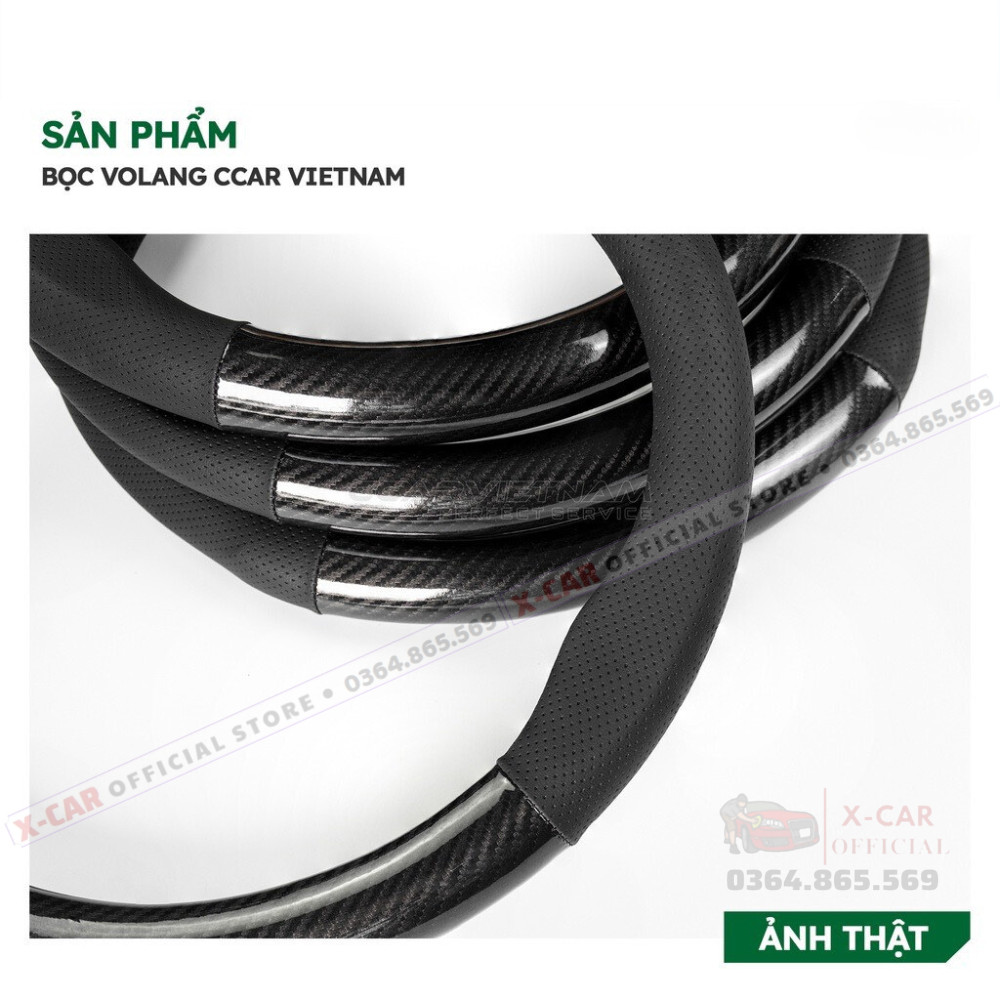 Bọc vô lăng carbon 4s cao cấp kèm logo Hãng
