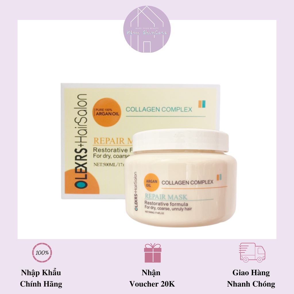 Olexrs collagen complex repair mask - kem ủ tóc siêu phục hồi tóc 500ml