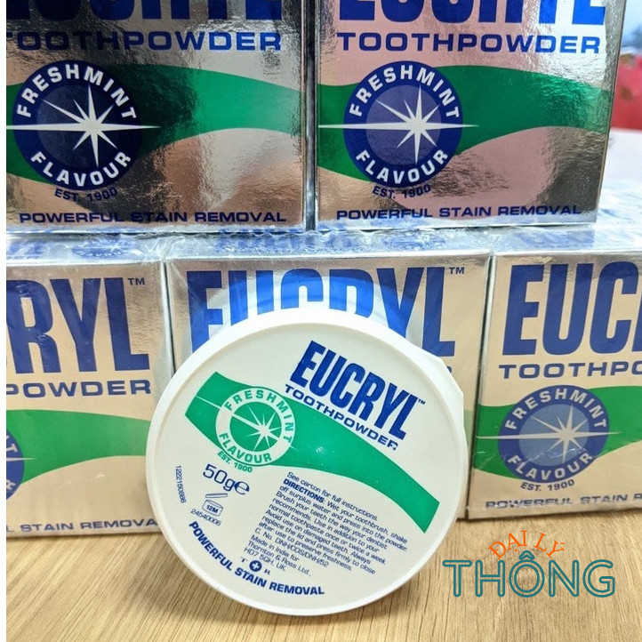 Kem đánh răng Eucryl bột đánh trắng răng bạc hà thơm mát Eucryl Toothpaste Freshmint 62g