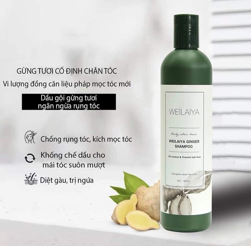 Dầu gội gừng Weilaiya, giảm rụng nhanh mọc tóc Chính hãng 400ml
