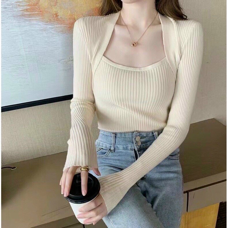 Áo Croptop THUN CROPTOP FORM VỪA PHỐI MÀU CỰC DỄ THƯƠNG MỘC 1999 STORE Cổ vuông thun gân nữ tay dài dáng ôm Hàn Quốc