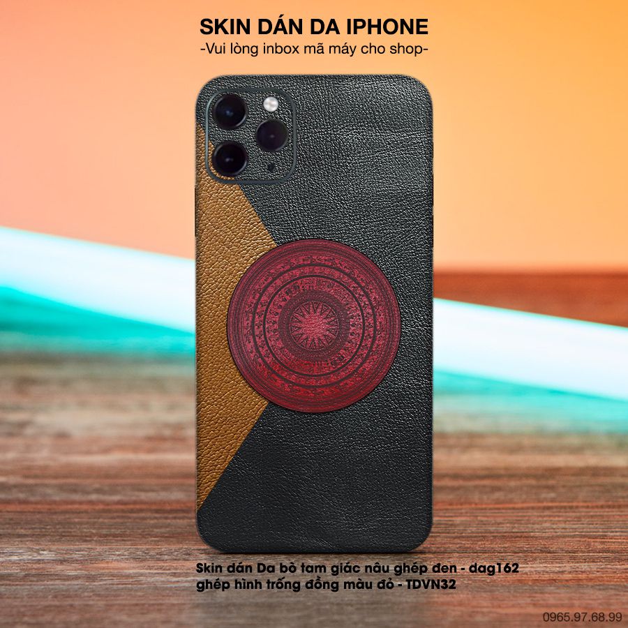 Miếng dán da ghép hình trống đồng đỏ - bộ bộ 6 cho iPhone (inbox mã máy cho shop)