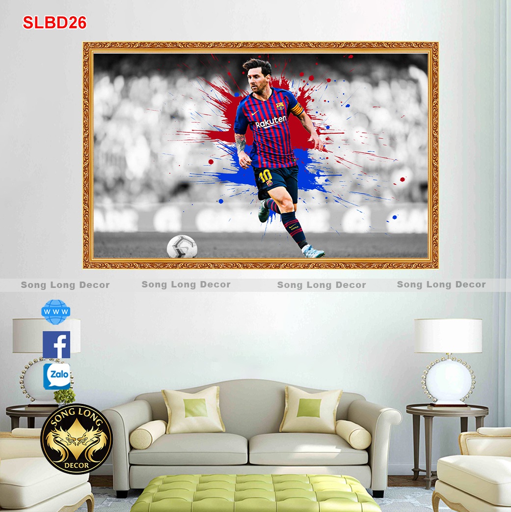 Tranh Dán Tường 3D Cầu Thủ Bóng Đá Lionel Messi -SLBD26- Có In Theo Yêu Cầu- Tranh 3d Cho Fan Hâm Mộ