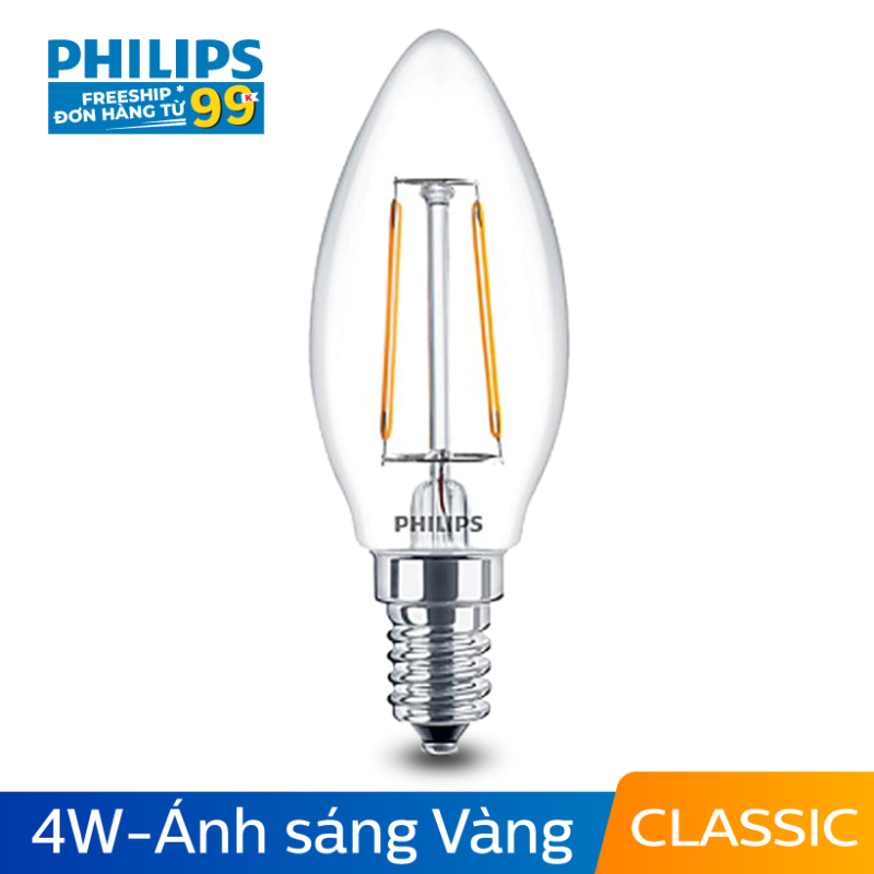 Bóng đèn Philips LED Classic 4W E14 B35 3000K - Ánh sáng vàng