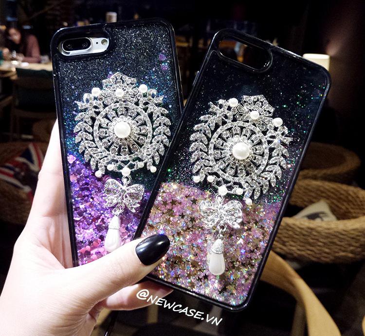 Ốp Lưng Nhũ Chảy Hoa Đá - Iphone 6, 6plus, 7, 7plus, 8, 8plus