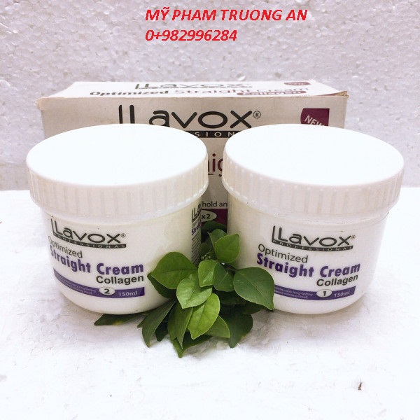 kem duỗi tóc Lavox tím siêu tóc Collagen 150mlx2
