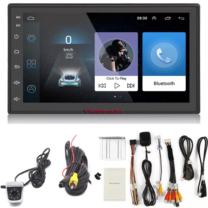 [Hỗ trợ lắp đặt tại Bắc Giang] Bộ Màn hình ô tô 7 In chạy Android tiếng Việt và Camera lùi 8 Led Bạc  8803