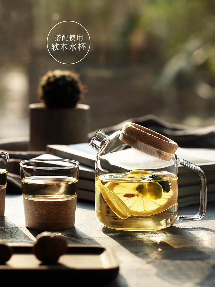 Bình thủy tinh Borosilicate nắp gỗ hình nút áo