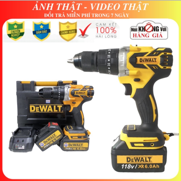 Khoan Pin Dewalt 118V Không Chổi Than Đầu Auto Look 13 Ly Trọn 2 Pin