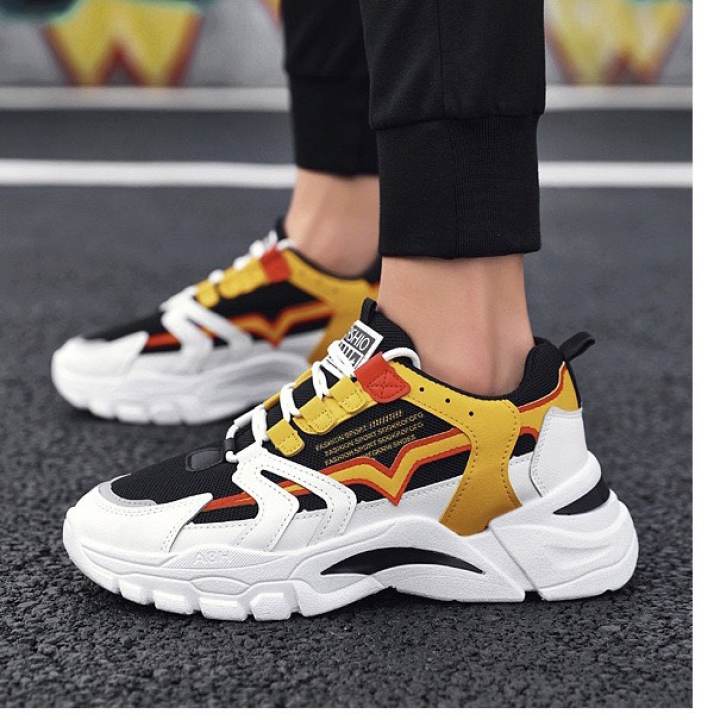 (Video Thật) Giày sneaker nam Vàng Ulzzang thể thao Phối màu cực nổi bật – Sudoo, thoáng khí êm chân