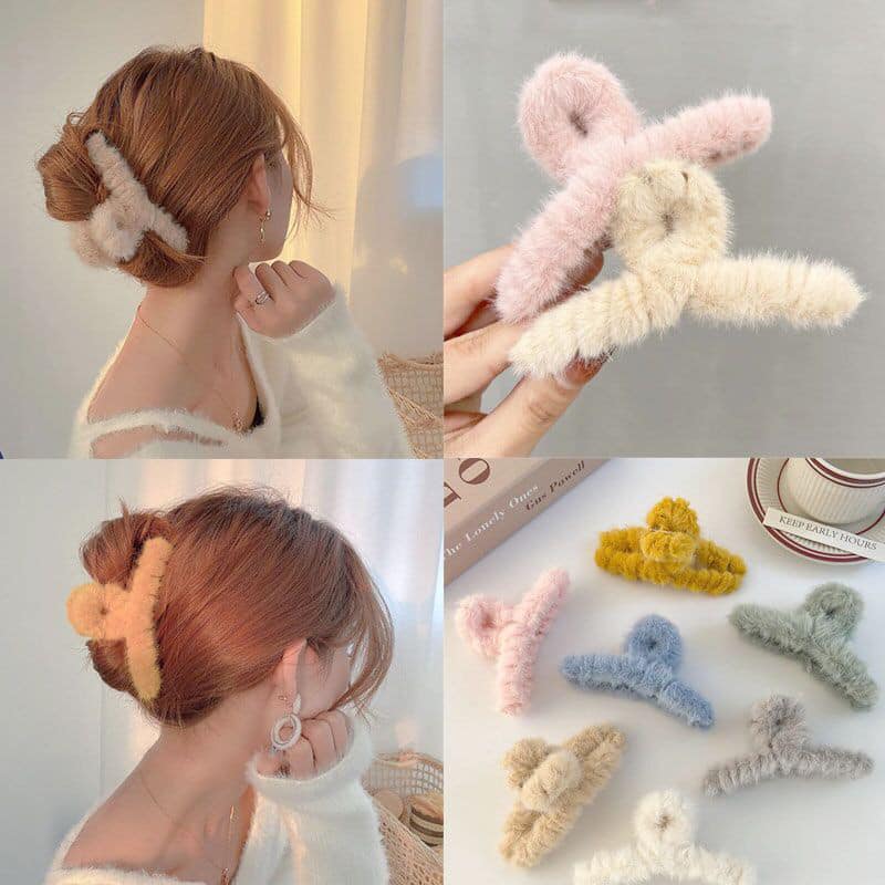 KẸP TÓC HÀM CÁ MẬP DẠNG LÔNG XÙ NHIỀU MÀU