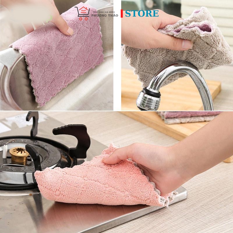 [RẺ VÔ ĐỊCH] SÉT KHĂN LAU CHÙI 2 MẶT SIÊU THẤM HÚT ĐA NĂNG