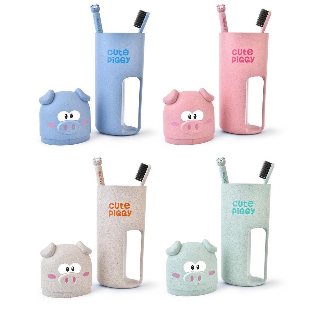 [HCM]Hộp đựng bàn chải hình heo lúa mạch Cute Piggy