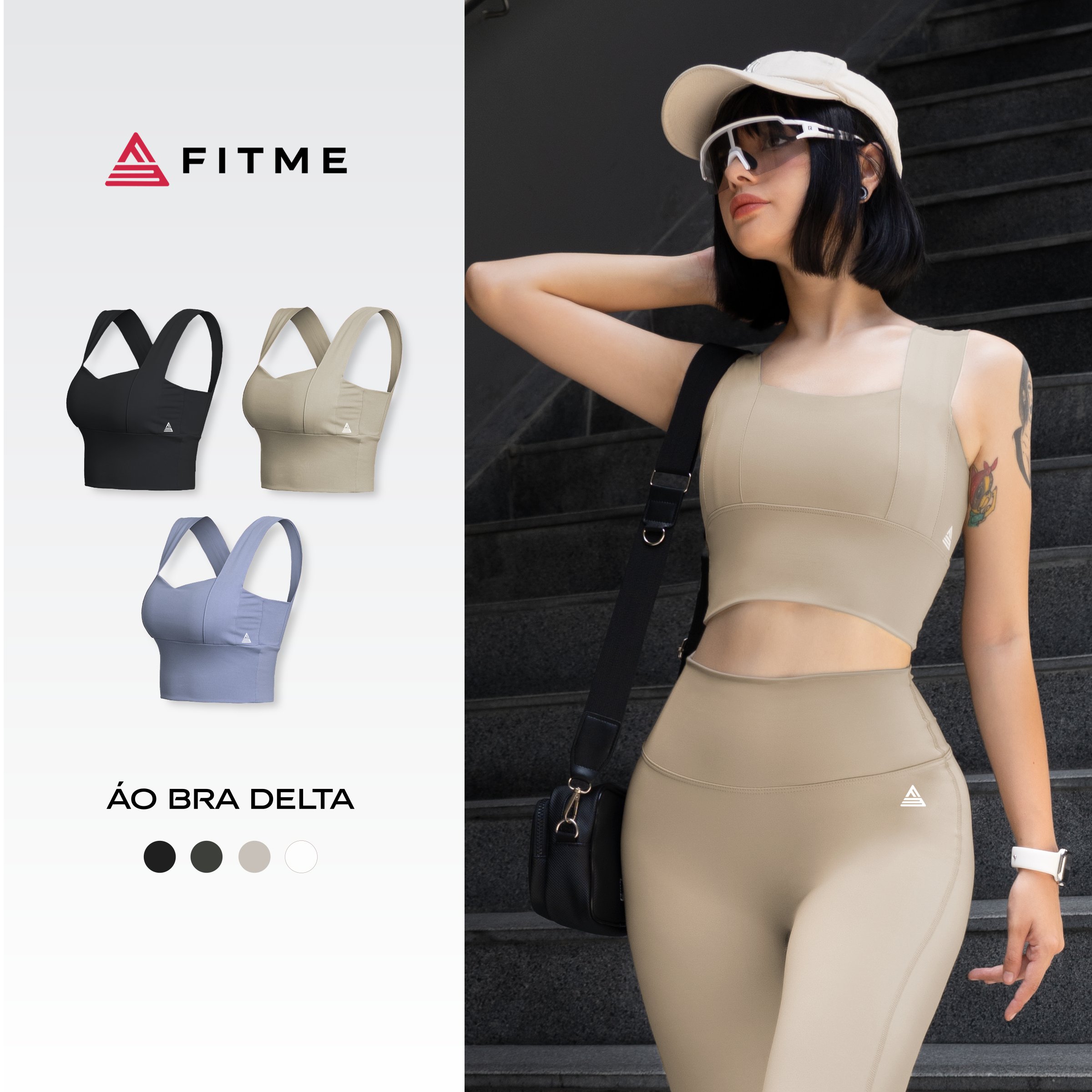 Áo bra tập gym Fitme Delta chất liệu thun thể thao 2 lớp co giãn 4 chiều thấm hút mồ hôi tốt BRDT