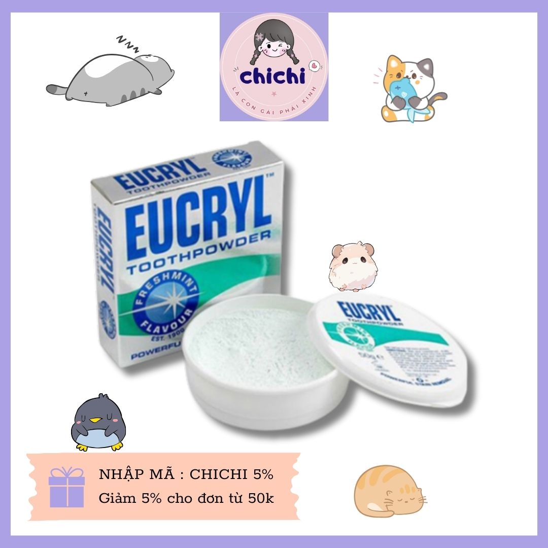 Bột Làm Trắng Răng Eucryl Hương Bạc Hà 50g