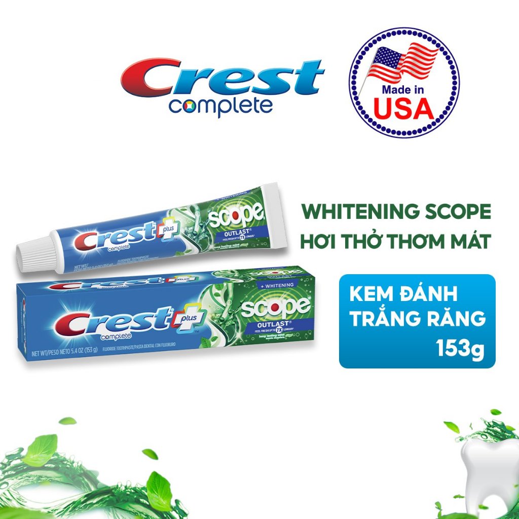 Kem đánh răng crest 3d white advanced triple whitening 158g - nhập hoa kỳ