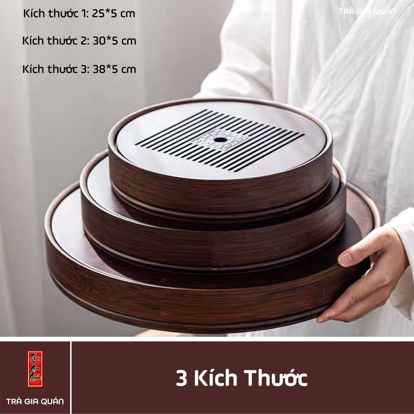 Khay Trà Tre Cao Cấp Tròn KT 09