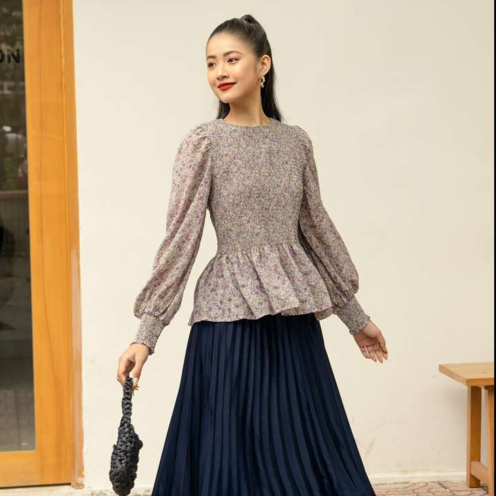 OLV – Áo Dark Fleur Shirring Top – OLV ,SKU : 1650860694_VNAMZ-7282598005 >>>🇻🇳 Top1Vietnam 🛒>>> lazada.vn 🇻🇳🇻🇳🇻🇳🛒🛍🛒