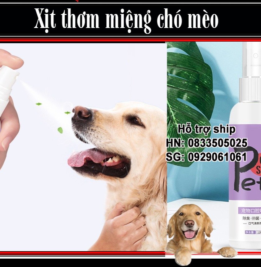 Hanpet - ORAL SPAY PET chai lớn 120ml Xịt chống hôi miệng chó Xịt vệ sinh khử mùi hôi răng miệng cho chó mèo / xịt hôi mồm