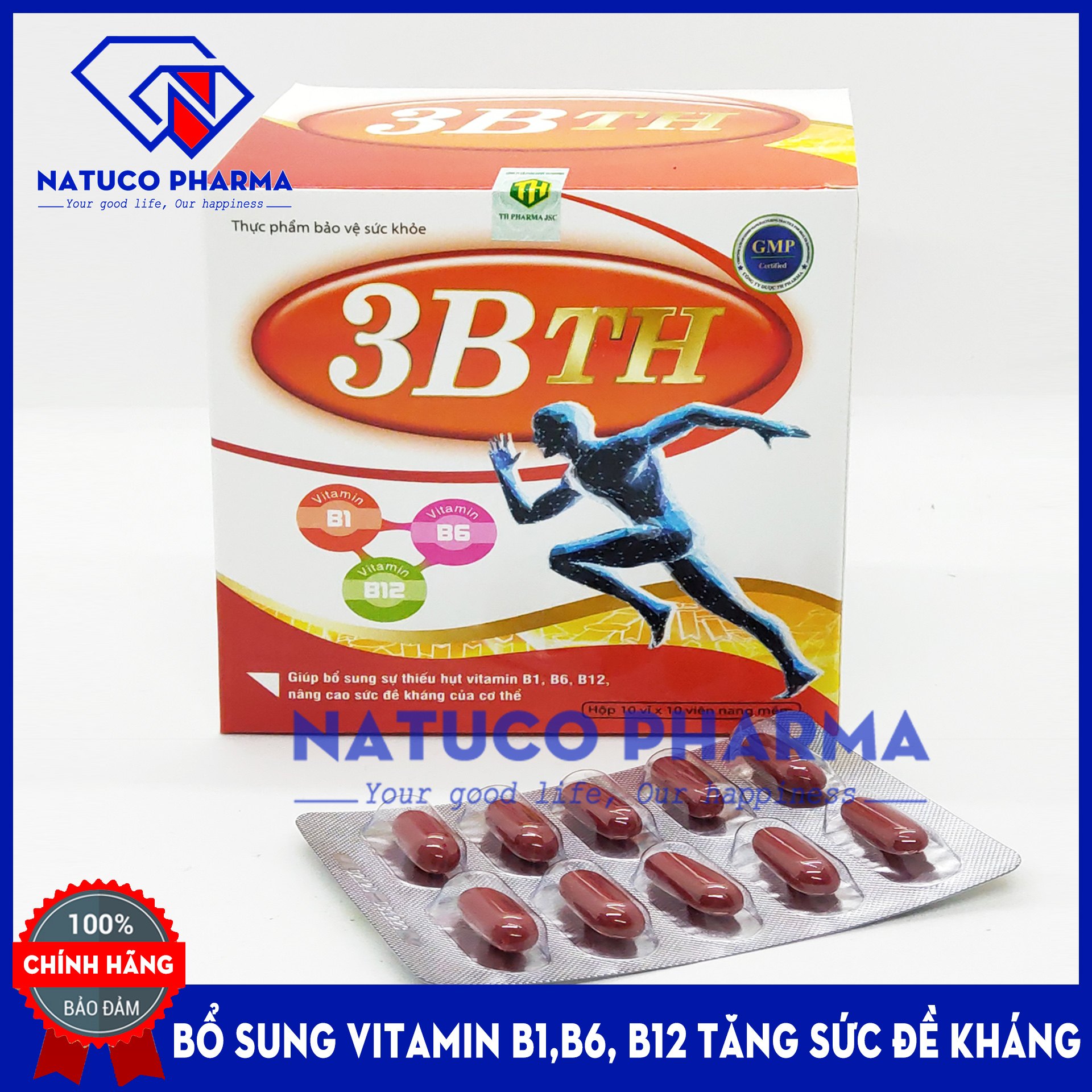 Viên uống bổ sung Vitamin  - Bổ sung vitamin nhóm B giúp tăng cường sức đề kháng - giảm mệt mỏi - Hộp  60 viên chuẩn GMP dùng cho trẻ trên 2 tuổi