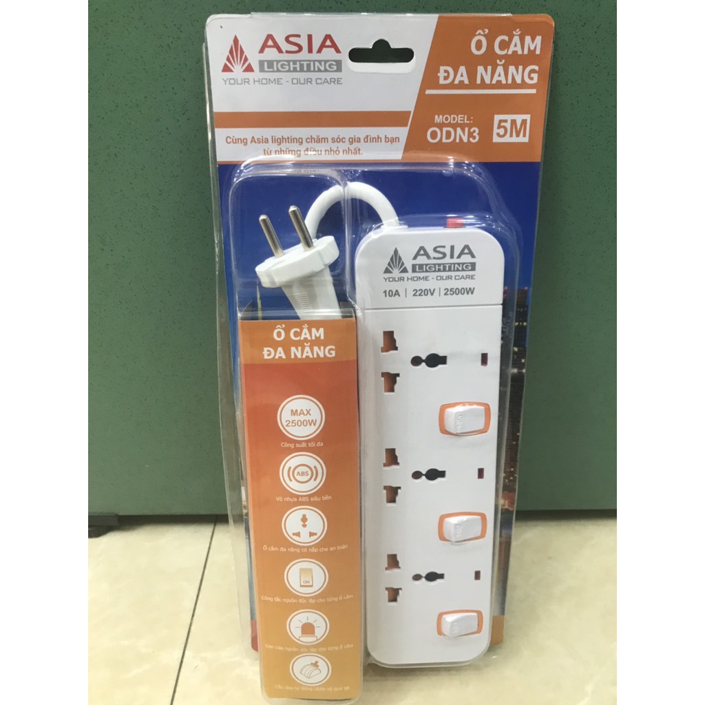 Ổ cắm đa năng 3 ổ liền dây 3m- ASIA[ Cam kết hàng chính hãng]