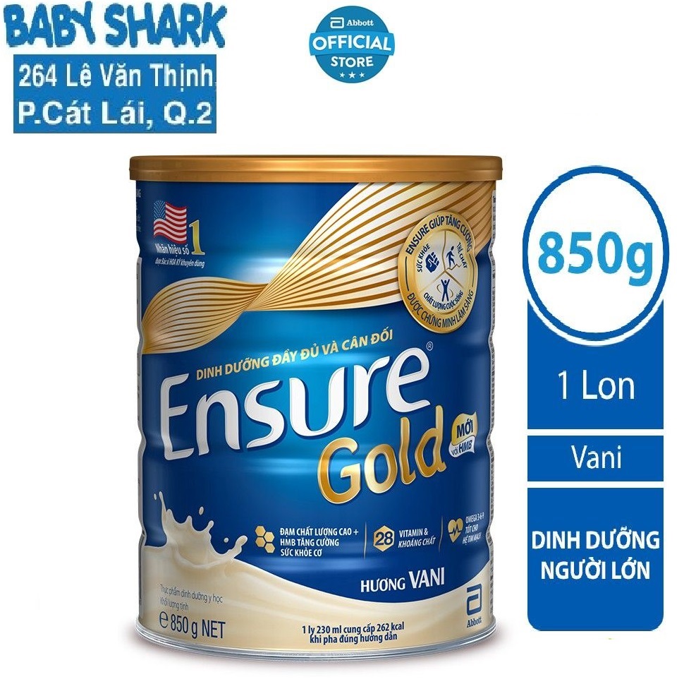 Sữa bột Abbott Ensure Gold Vani 850g date 4 2024