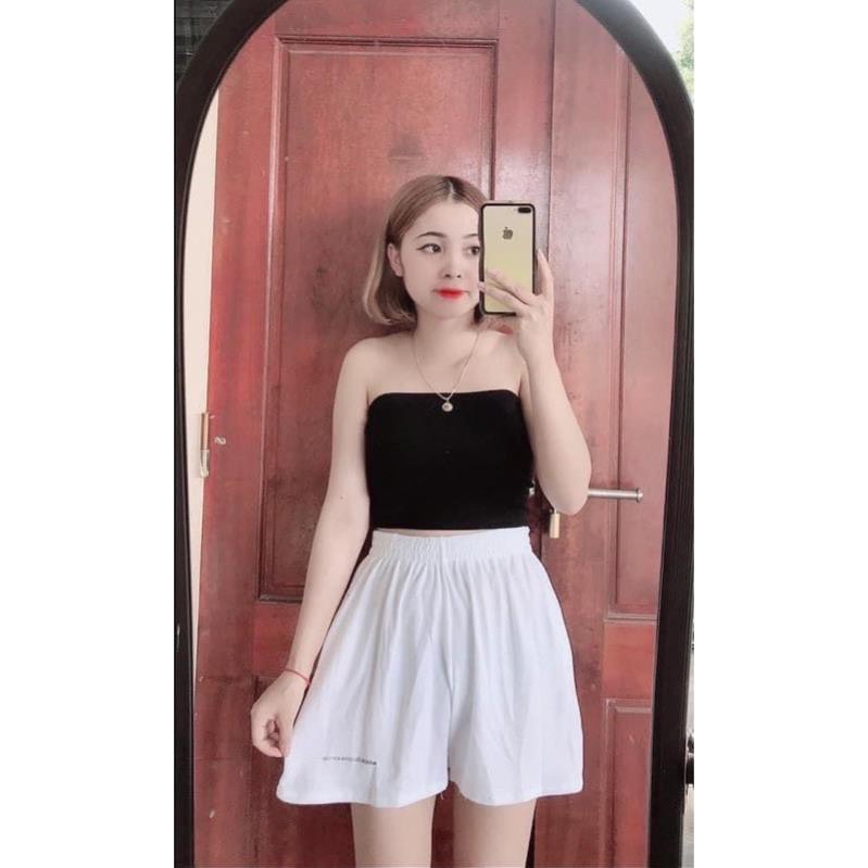 Quần short đùi thêu chữ 2 màu đen - trắng