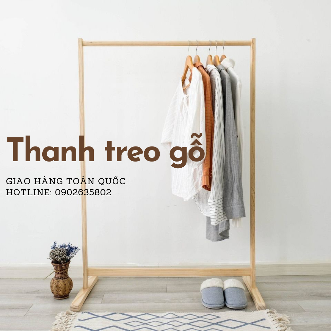 Thanh treo quần áo gỗ (Giá phơi quần áo/ sào đồ gỗ)