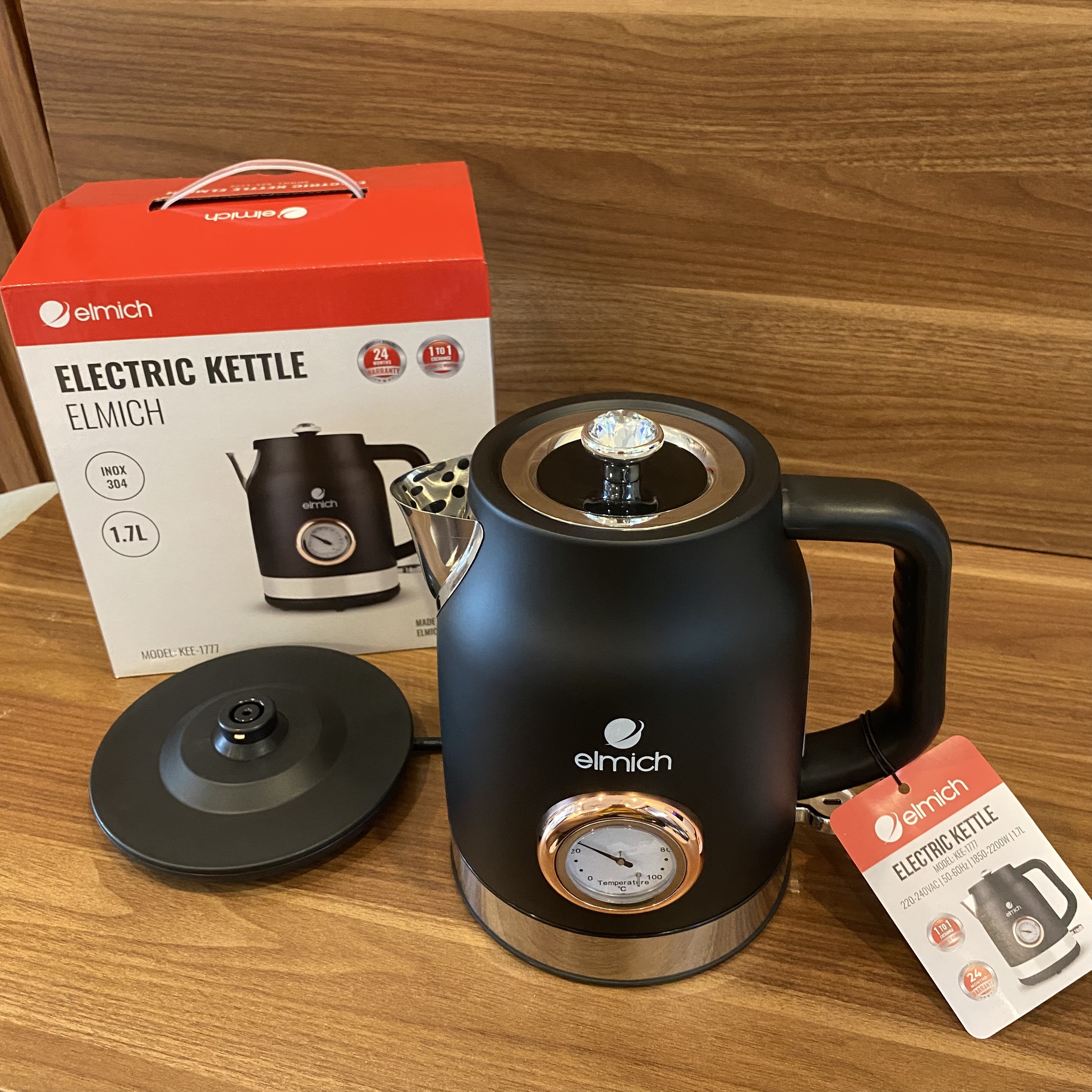 Ấm đun nước siêu tốc Elmich KEE1777 (Dung tích 1.7L, Mầu Đen, Bảo hành 36 tháng)