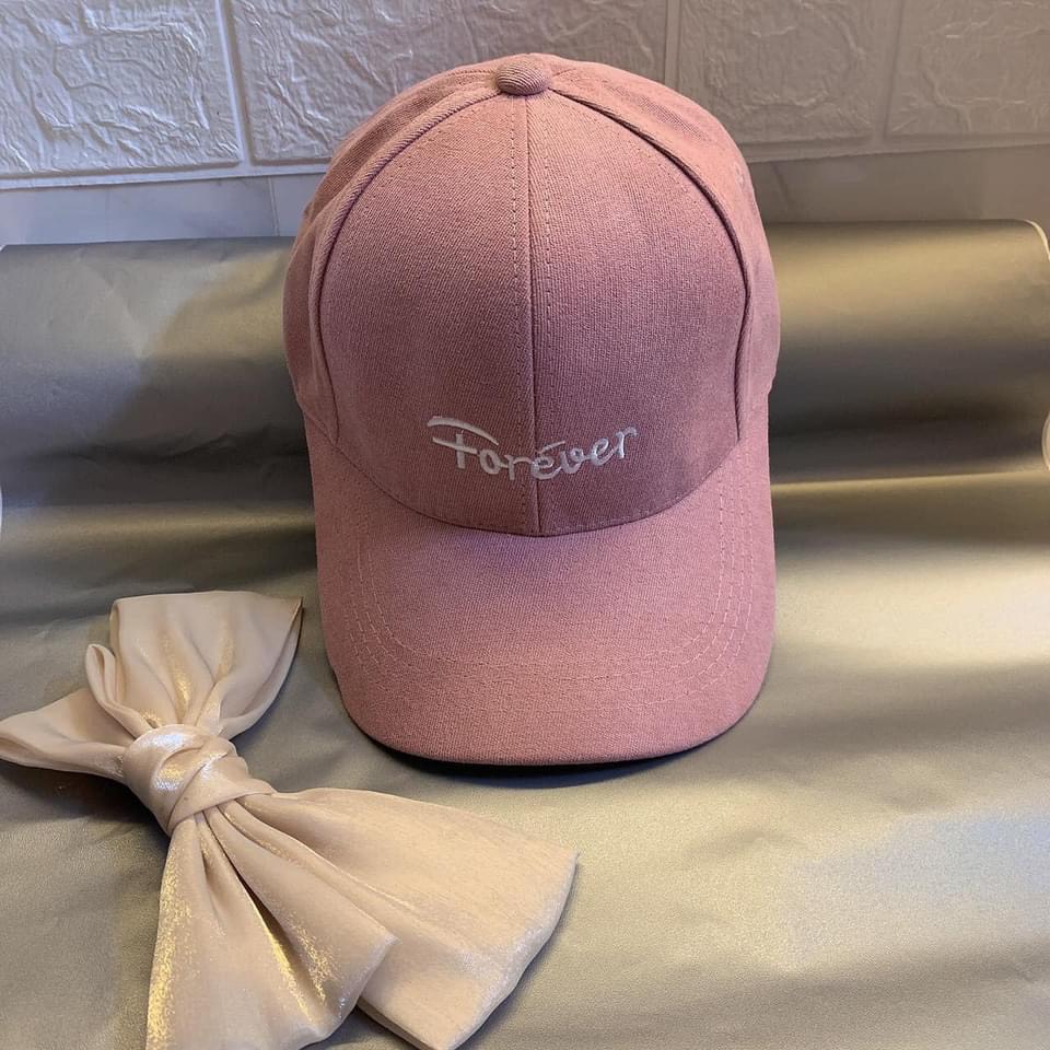 Nón kết, mũ lưỡi trai thêu chữ Forever vải NHUNG phong cách Ulzzang form unisex nam nữ