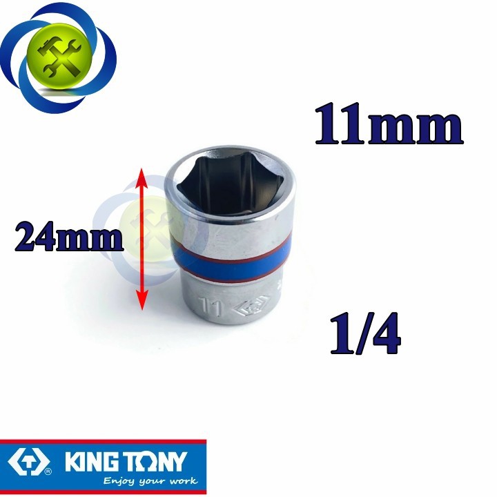 Tuýp 11mm 1/4 kingtony 233511m loại ngắn 6 cạnh màu trắng
