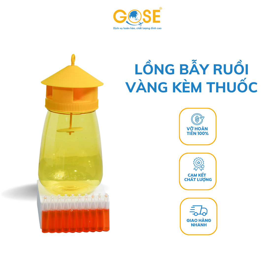 Lồng bẫy ruồi vàng - Bình bẫy ruồi kèm thuốc dẫn dụ