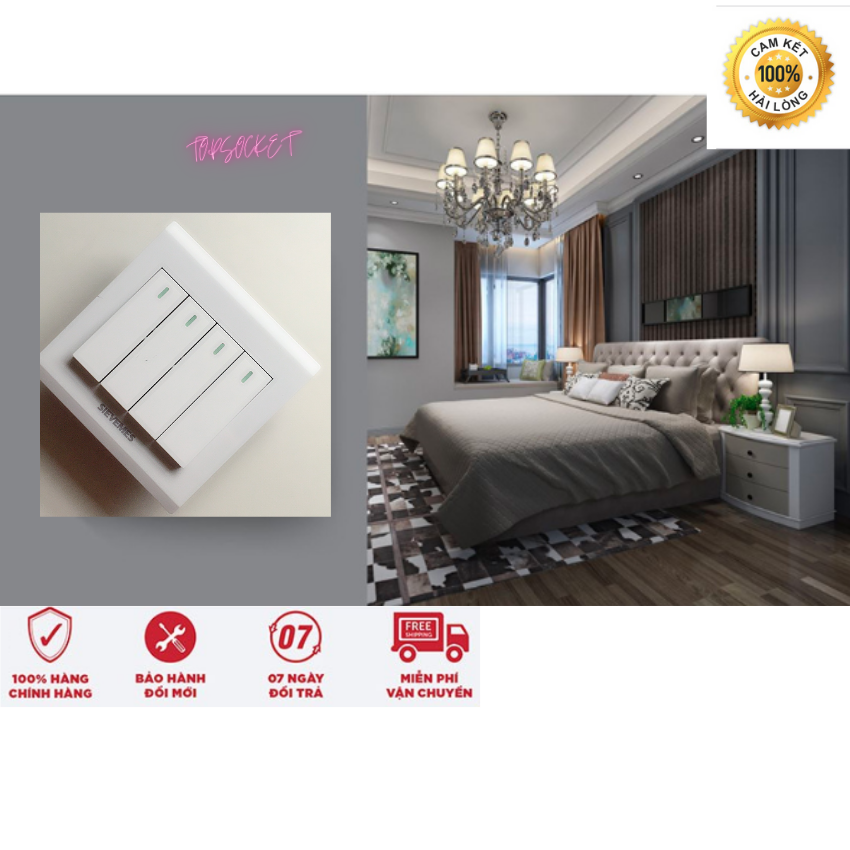 Công tắc điện vuông ba,bốn mặt vuông chống cháy toàn thân trắng có viền