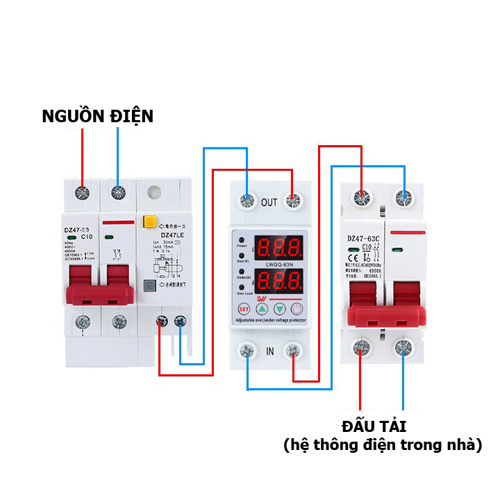 Bảo vệ quá áp, thấp áp, quá dòng 63A LW